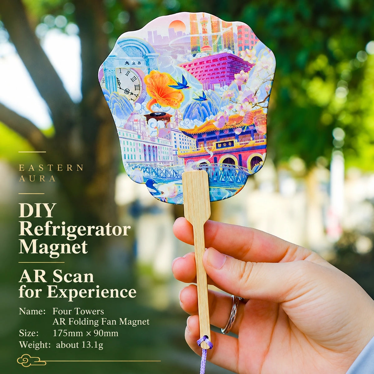 Eastern Aura Four Towers AR Folding Fan Magnet — product detail image 14