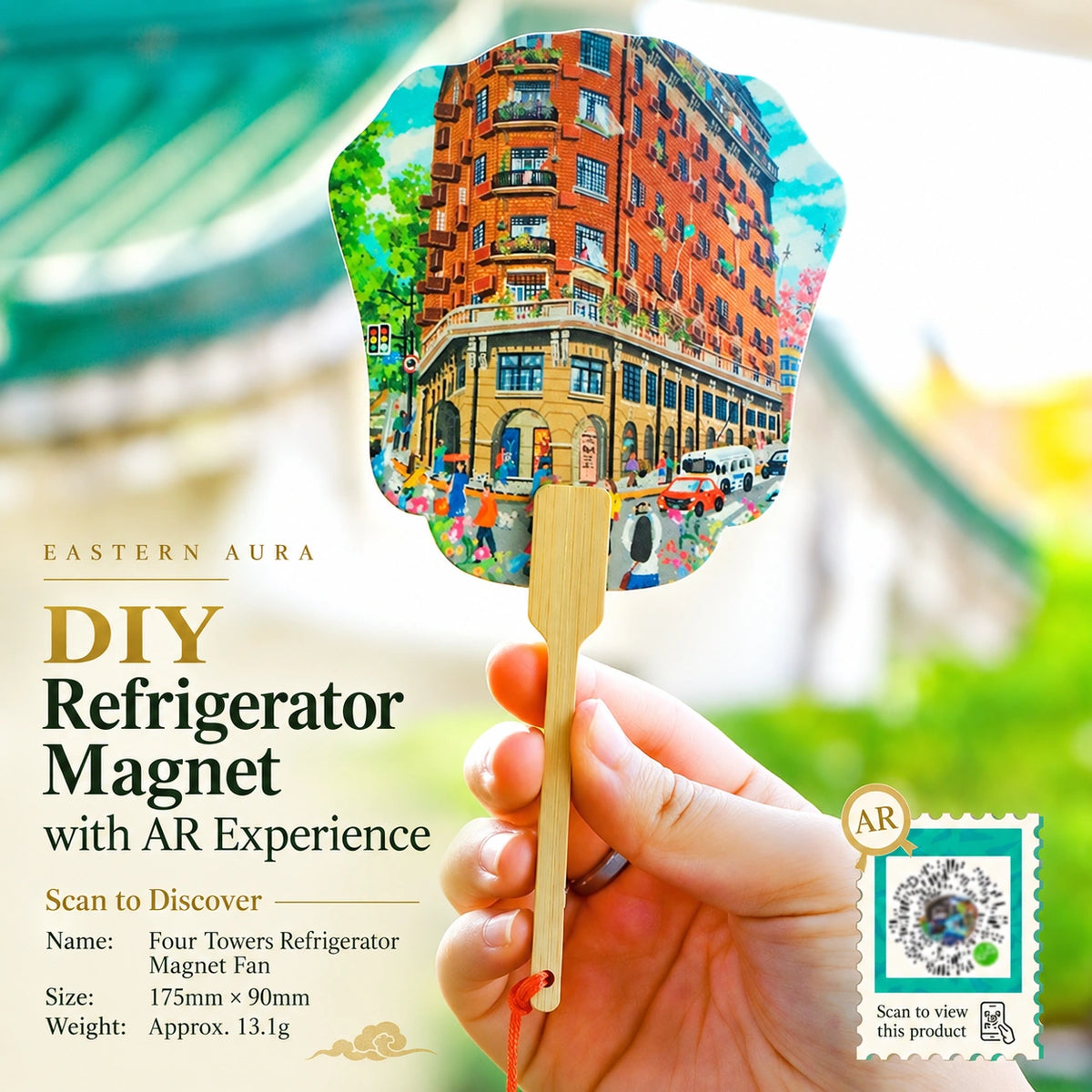 Eastern Aura Four Towers AR Folding Fan Magnet — product detail image 15