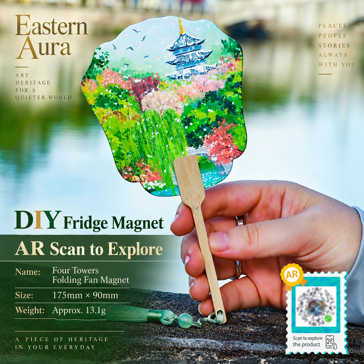 Eastern Aura Four Towers AR Folding Fan Magnet — product detail image 16