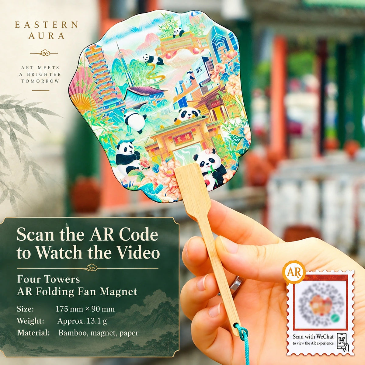 Eastern Aura Four Towers AR Folding Fan Magnet — product detail image 19