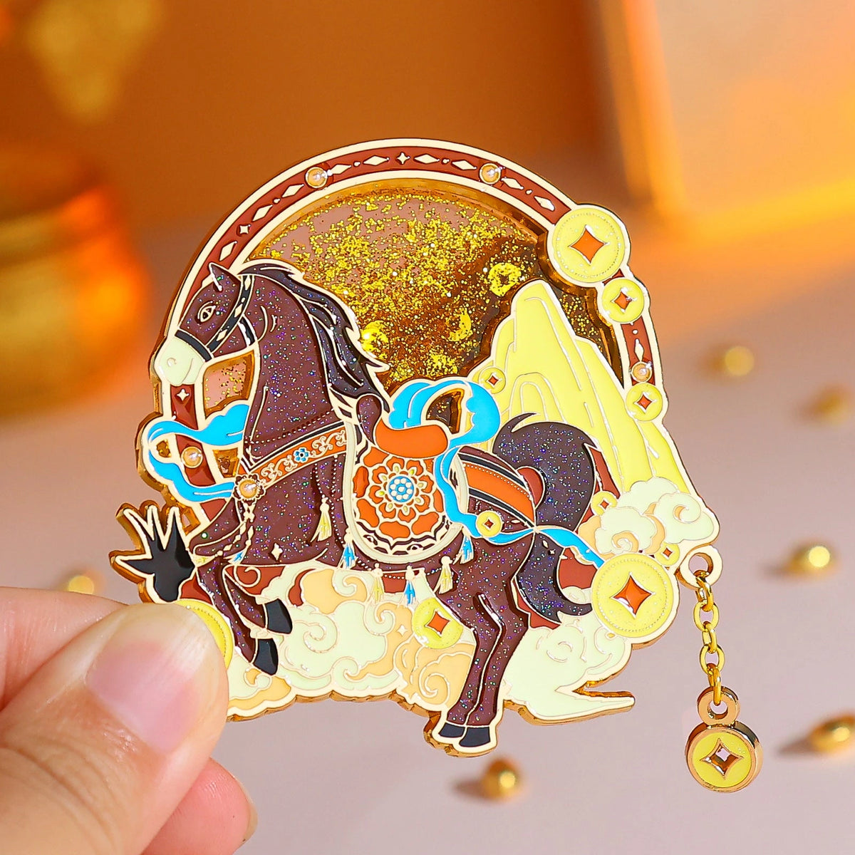 Eastern Aura Fortune Horse Quicksand Art Magnet — product detail image 2