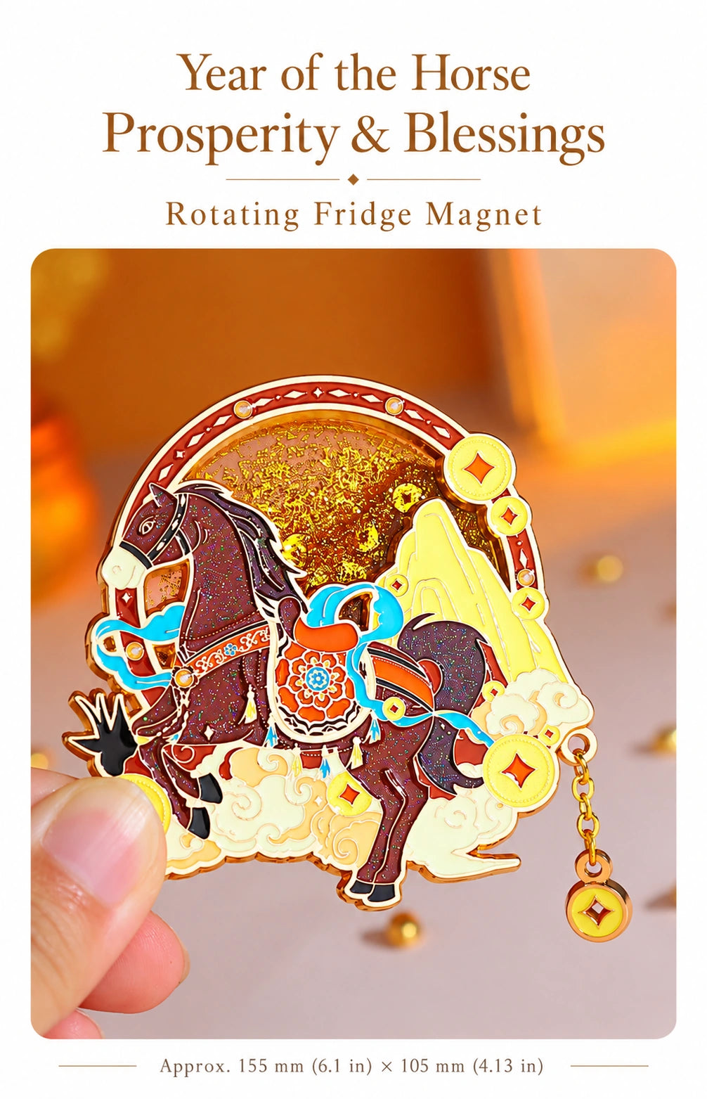 Eastern Aura Year of the Horse Quicksand Art Magnet — product detail image 17
