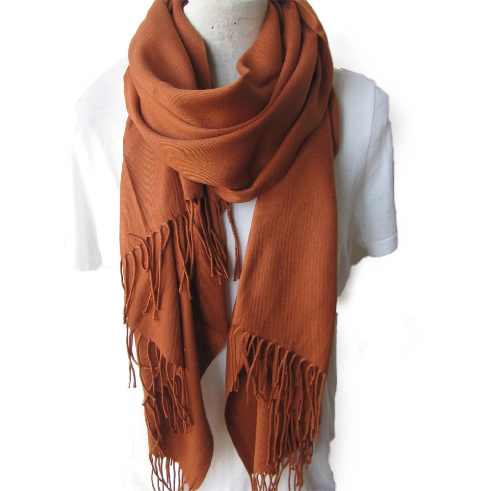 Eastern Aura Cashmere-Feel Solid Winter Scarf Wrap — product detail image 2