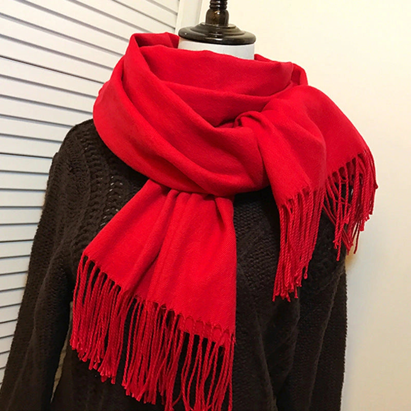 Eastern Aura Cashmere-Feel Solid Winter Scarf Wrap — product detail image 6