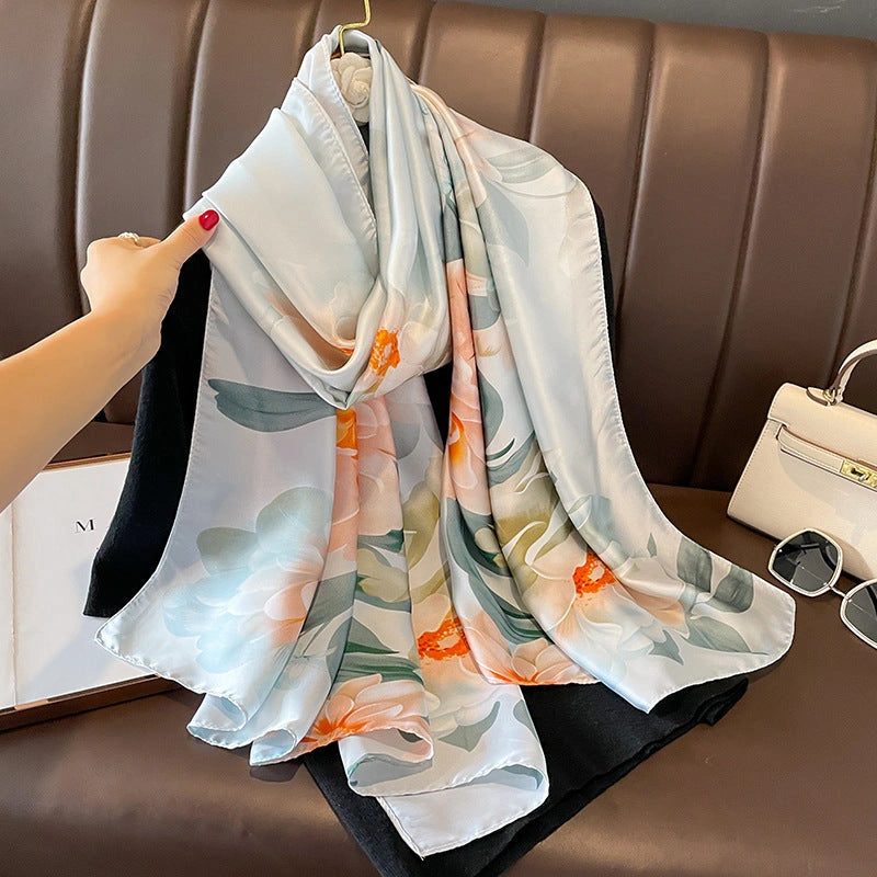Eastern Aura Sun-Ready Satin Silk-Feel Scarf — product detail image 14