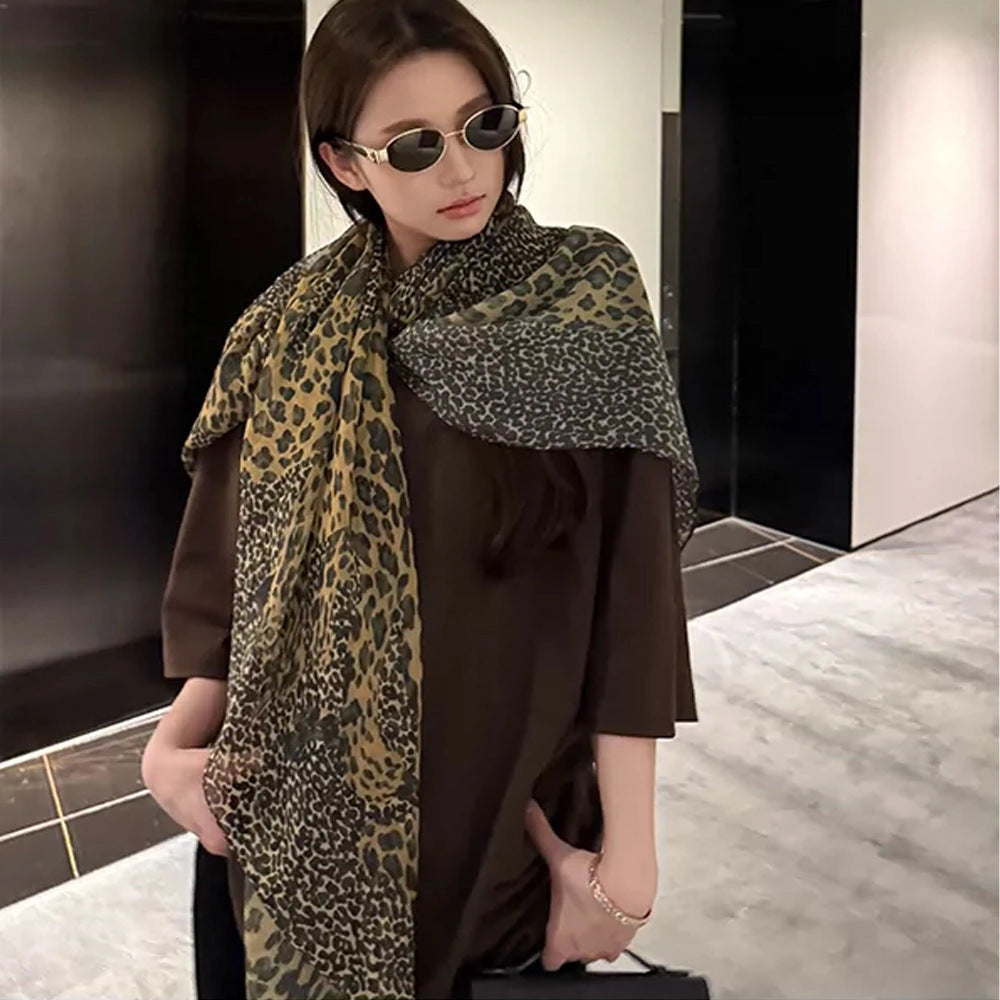 Eastern Aura Leopard Chiffon-Feel Summer Shawl — product detail image 6