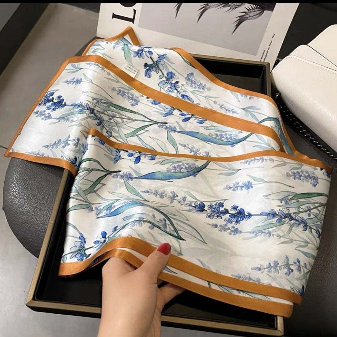 Eastern Aura Silk-Feel Ribbon Scarf — hero product image 1