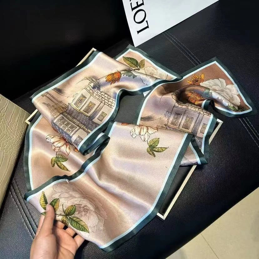Eastern Aura Silk-Feel Ribbon Scarf — product detail image 4