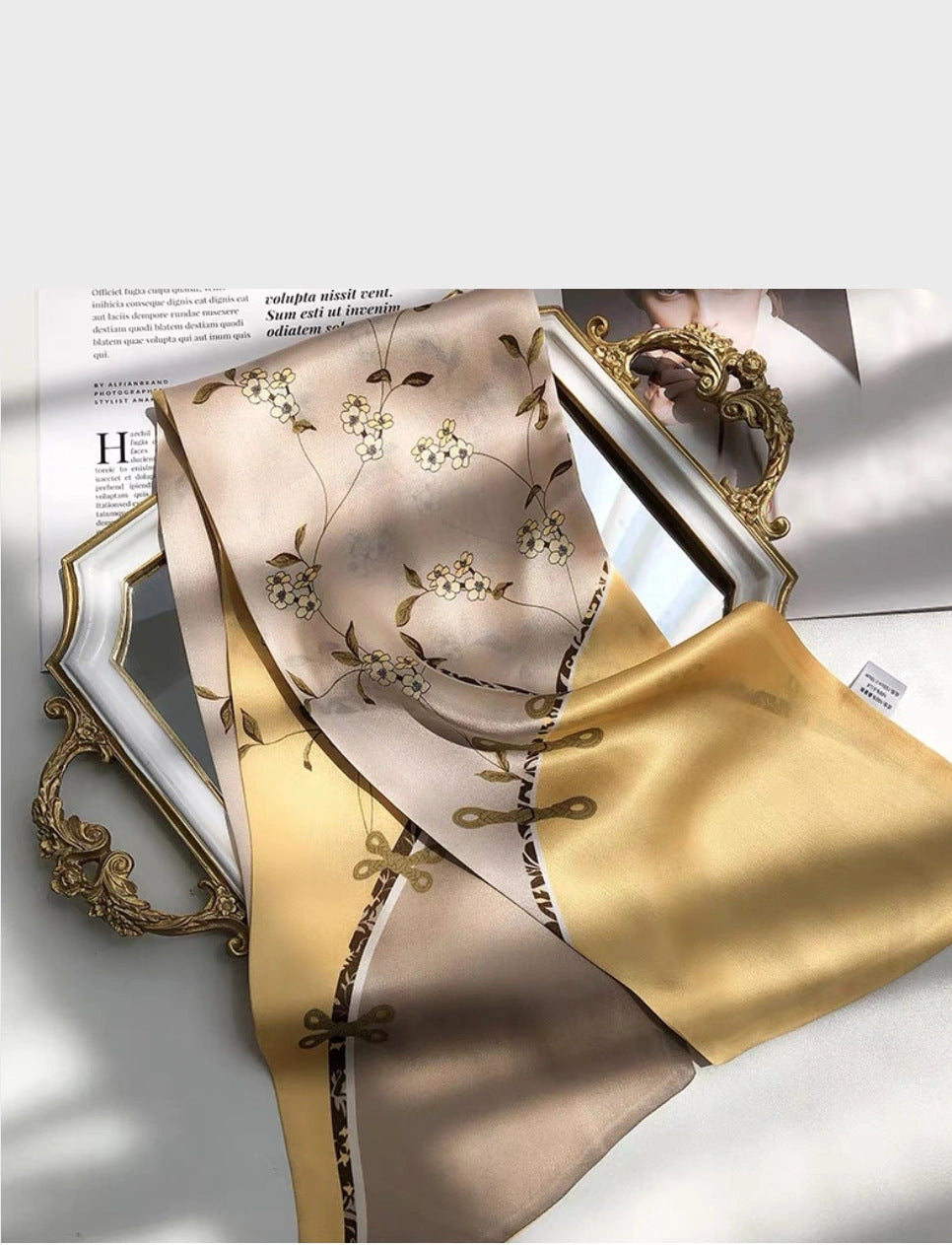 Eastern Aura Silk-Feel Ribbon Scarf — product detail image 24