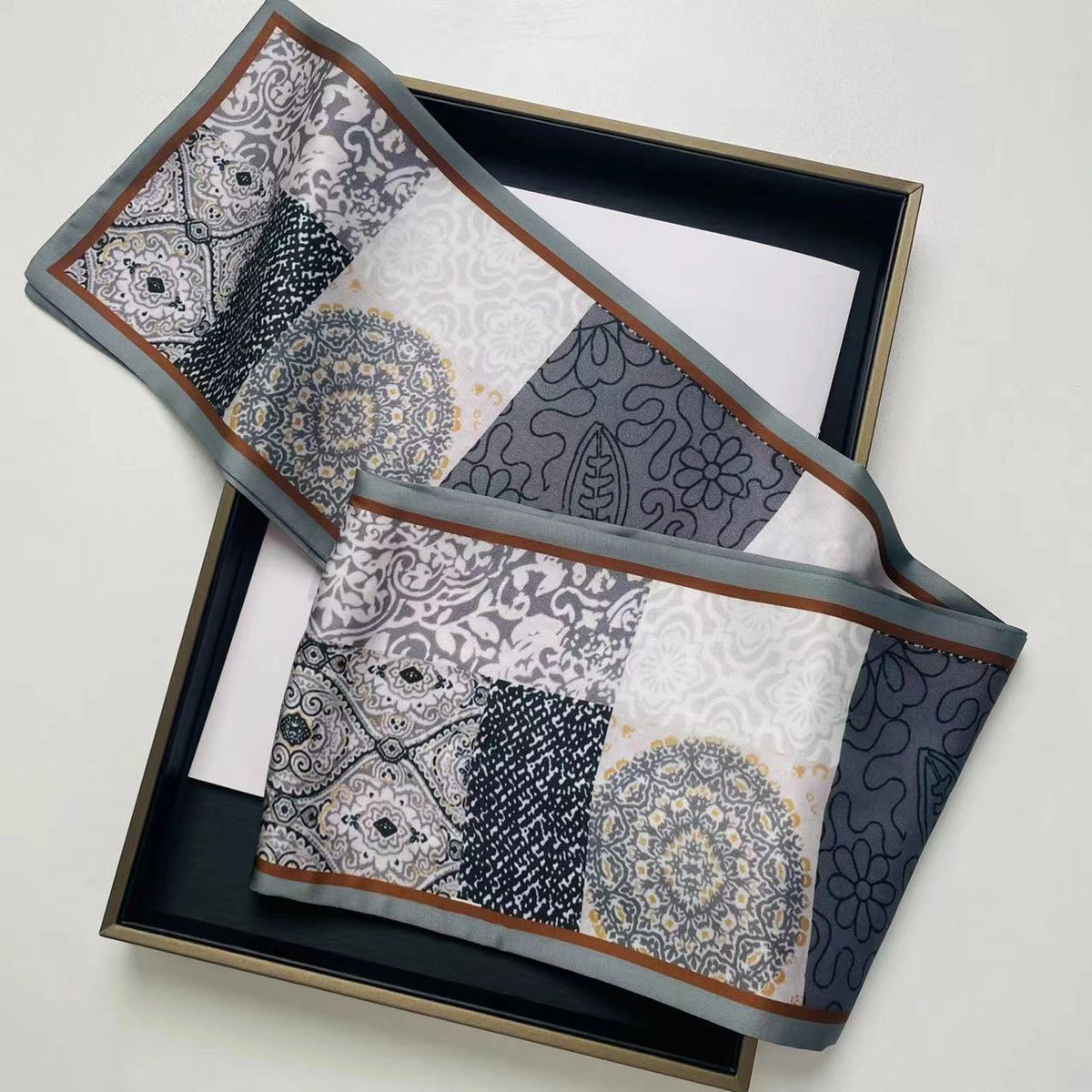 Eastern Aura Silk-Feel Ribbon Scarf — product detail image 35