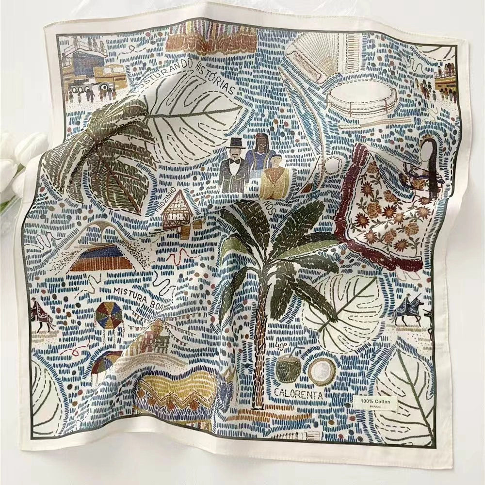 Eastern Aura Paisley Cotton-Feel Square Scarf — product detail image 13