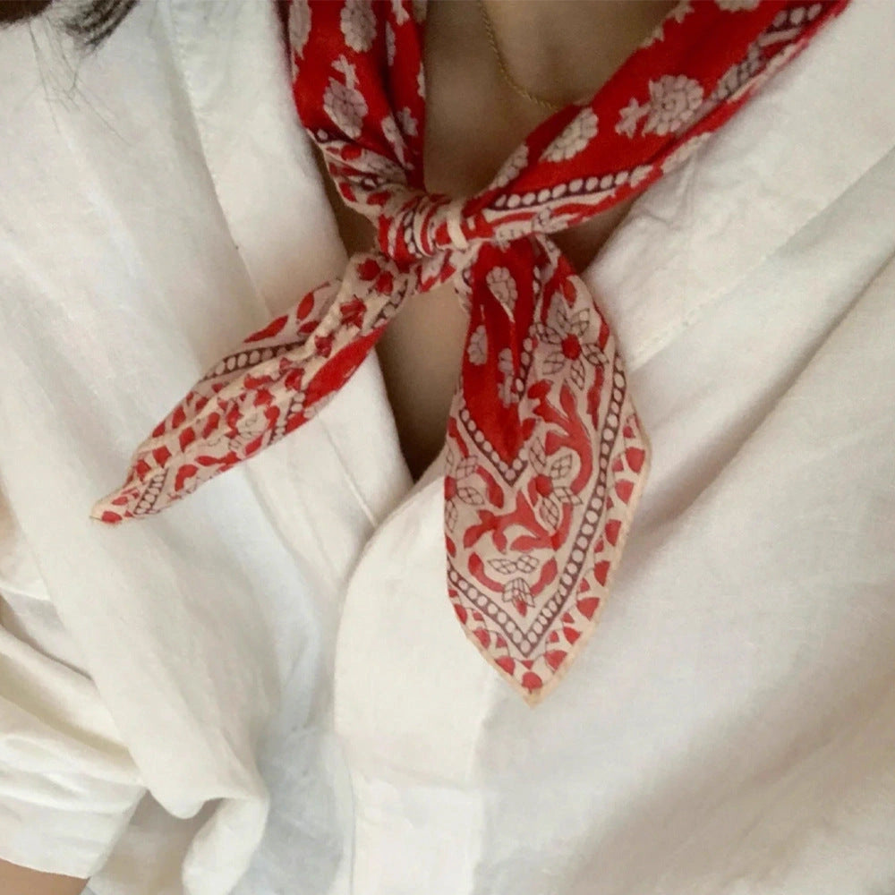 Eastern Aura Paisley Cotton-Feel Square Scarf — product detail image 14