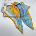 Eastern Aura Monochrome Stripe Silk-Feel Square Scarf — product detail image 16