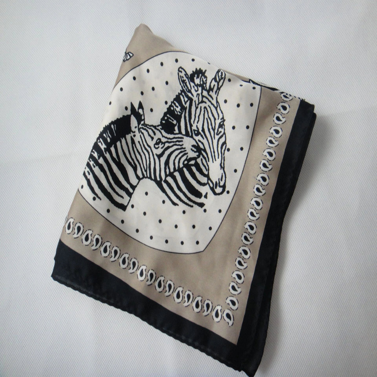 Eastern Aura Monochrome Stripe Silk-Feel Square Scarf — product detail image 24