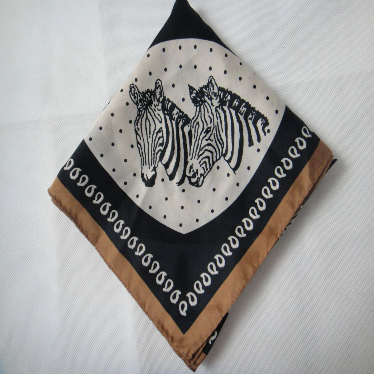 Eastern Aura Monochrome Stripe Silk-Feel Square Scarf — product detail image 25