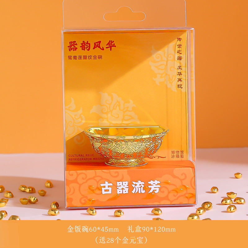 Mandarin Duck lotus petal bowl collectible art object in a bright presentation case with gold details