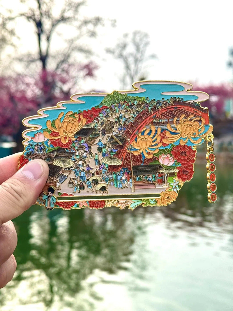 Riverside Scene at Qingming Festival Enamel Art Magnet - Eastern Aura product image 10
