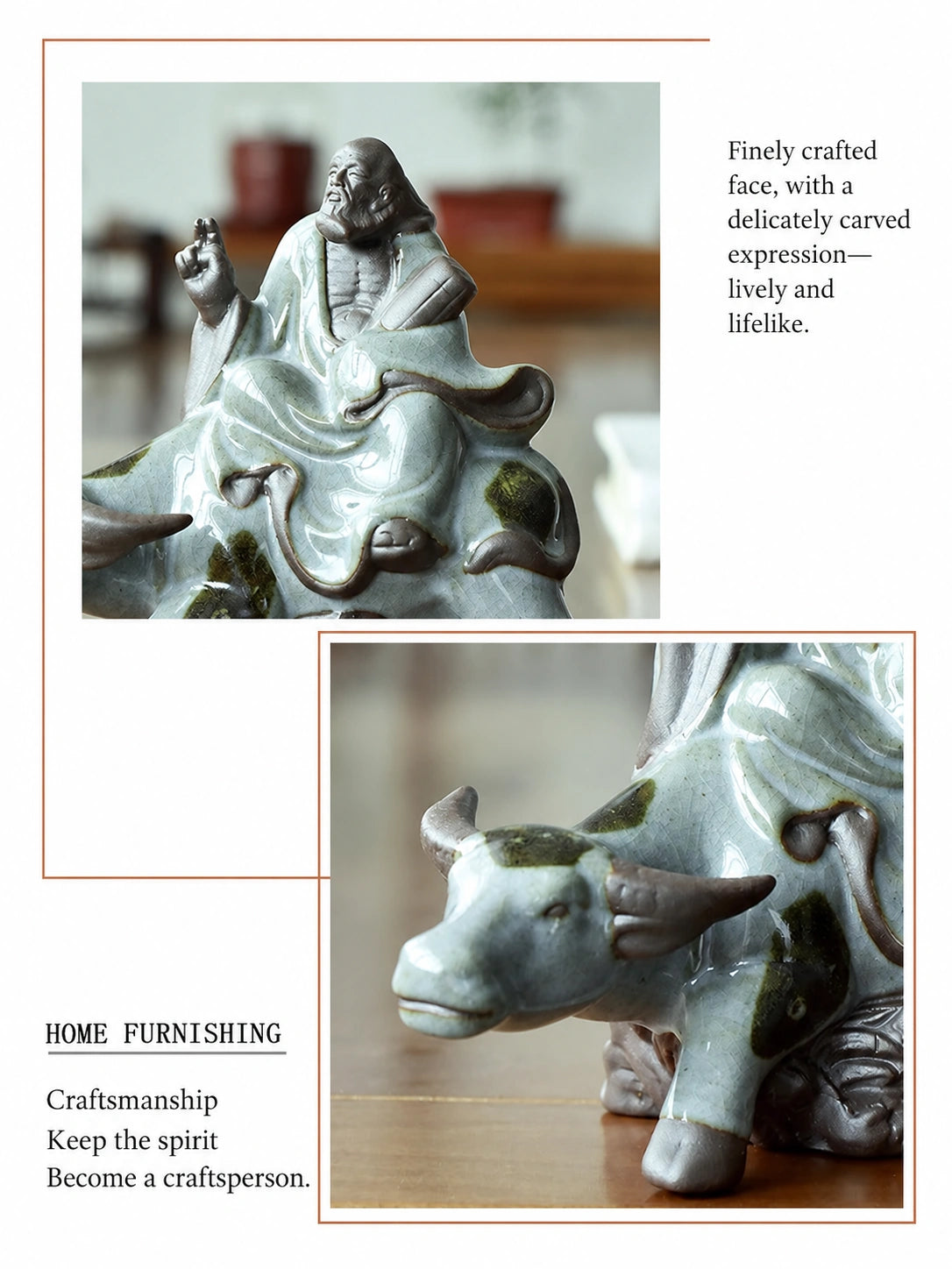Laozi on Ox Ceramic Sculpture - Eastern Aura product image 12