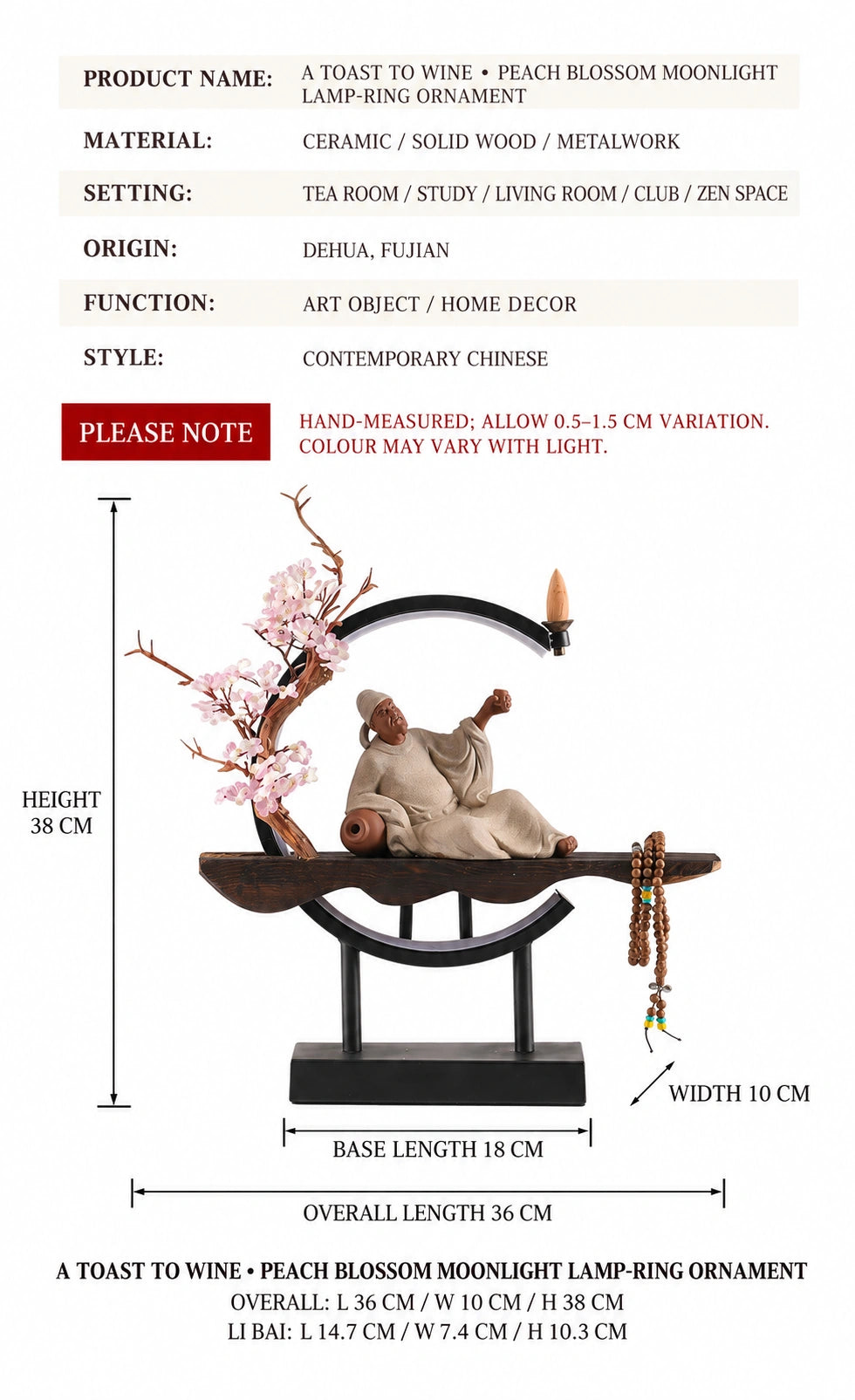 Laozi Contemplative Ceramic Figure - Eastern Aura product image 18