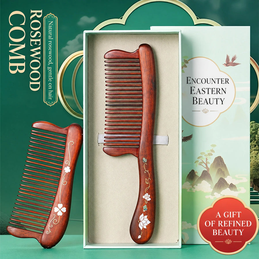 Rosewood & Mother-of-Pearl Inlay Comb - Eastern Aura product image 1