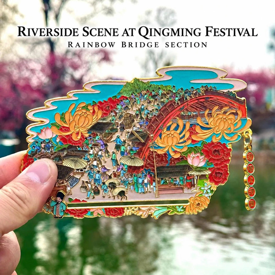 Riverside Scene at Qingming Festival Enamel Art Magnet - Eastern Aura hero image 1