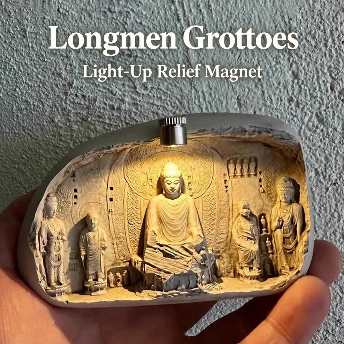 Longmen Grottoes Luminous Relief Art Magnet - Eastern Aura hero image 1