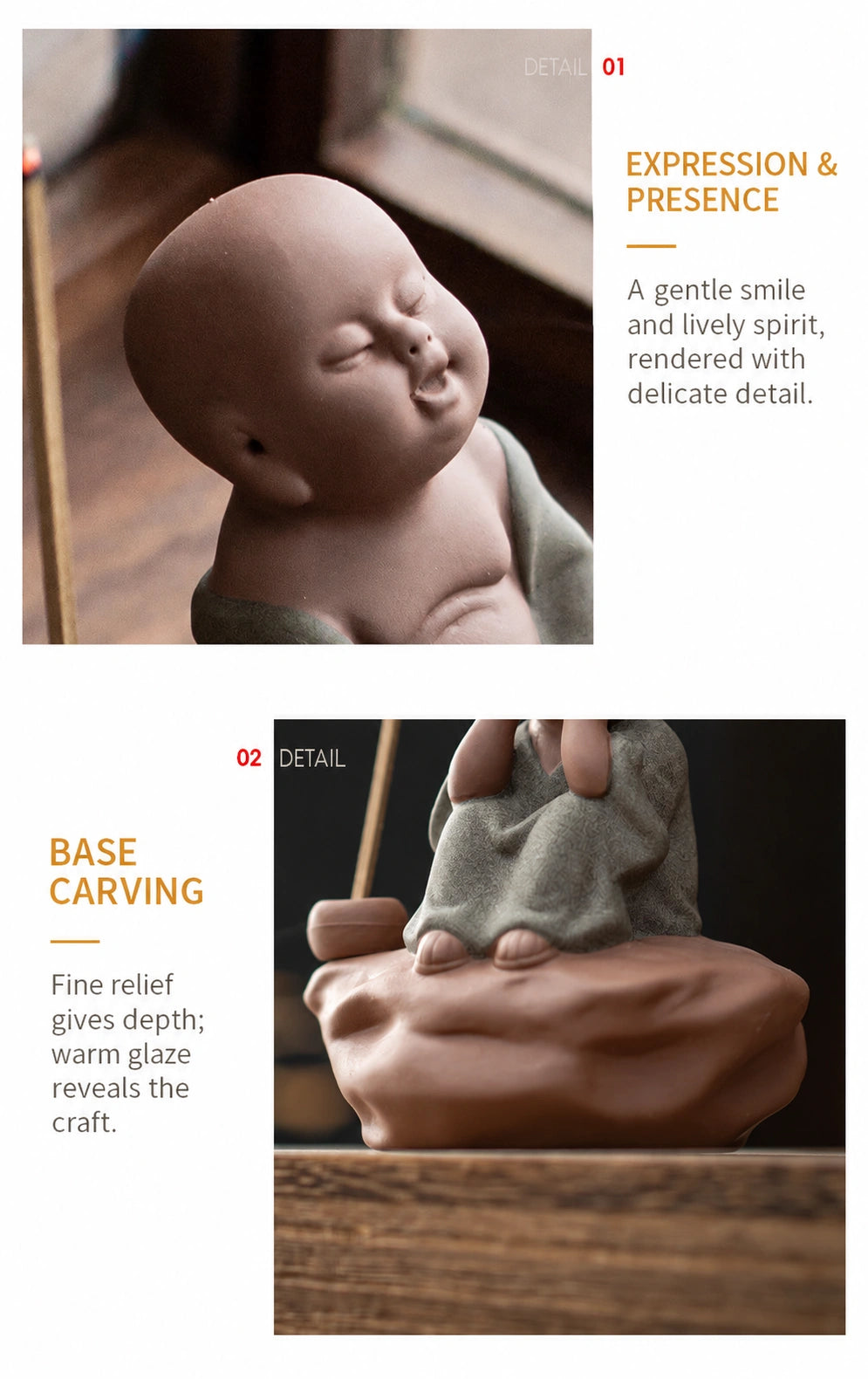 Little Monk Incense Holder Sculpture - Eastern Aura product image 28