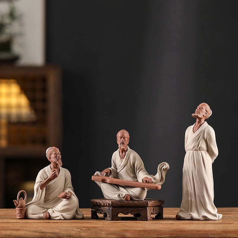 Laozi Contemplative Ceramic Figure - Eastern Aura detail image 2