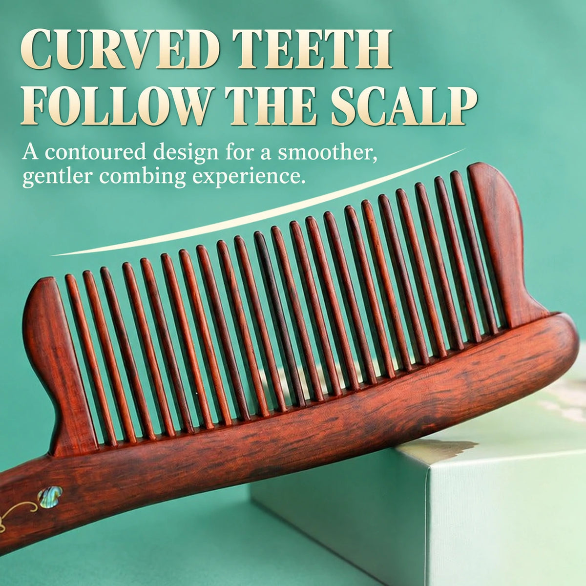 Rosewood & Mother-of-Pearl Inlay Comb - Eastern Aura product image 2