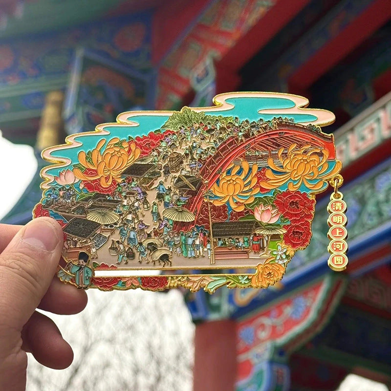 Riverside Scene at Qingming Festival Enamel Art Magnet - Eastern Aura product image 3