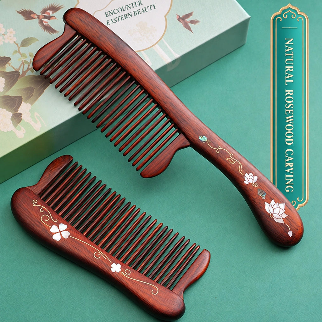 Rosewood & Mother-of-Pearl Inlay Comb - Eastern Aura product image 3