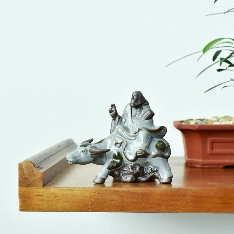 Laozi on Ox Ceramic Sculpture - Eastern Aura product image 4
