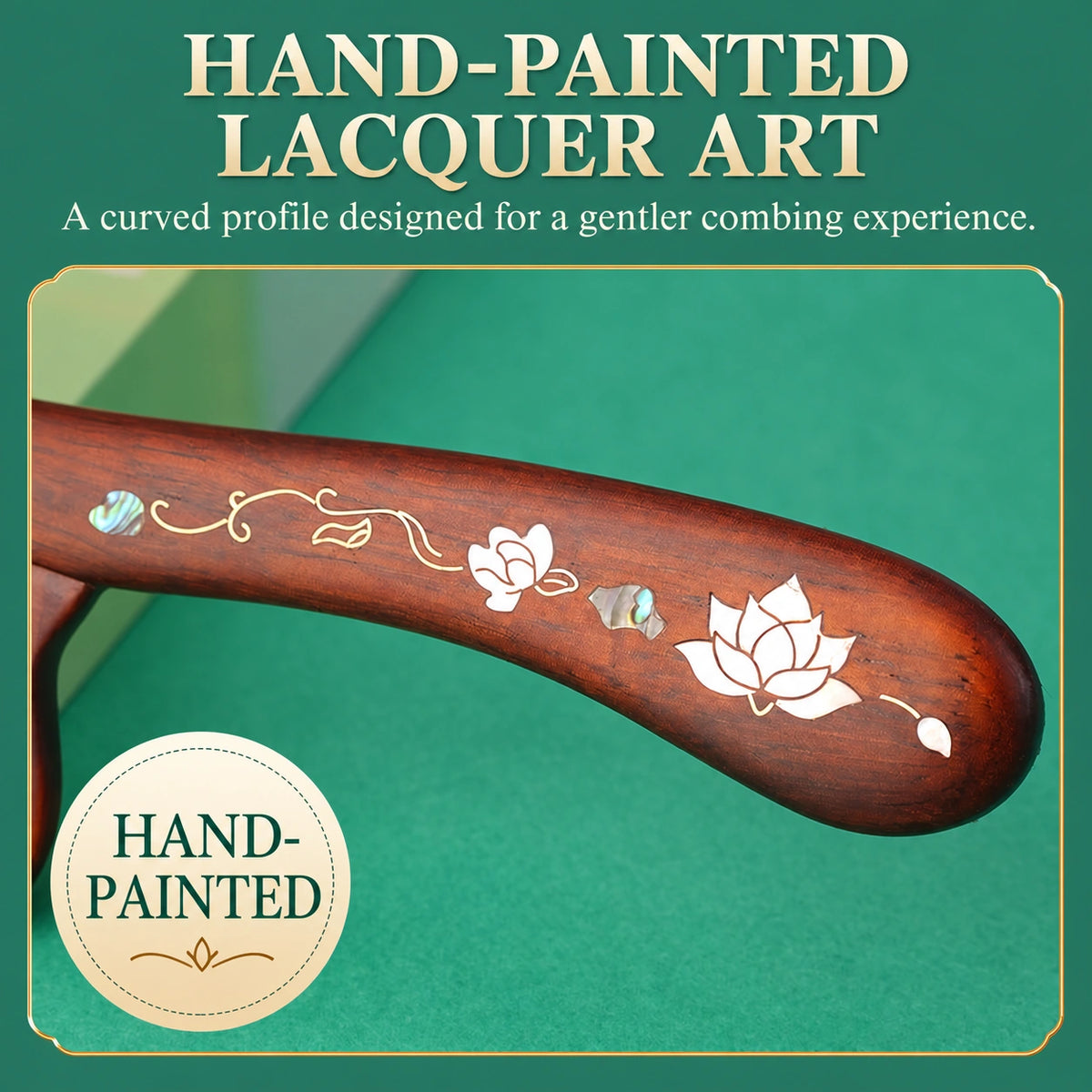 Rosewood & Mother-of-Pearl Inlay Comb - Eastern Aura product image 4