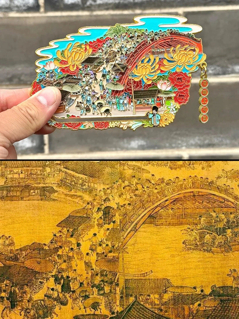 Riverside Scene at Qingming Festival Enamel Art Magnet - Eastern Aura product image 7
