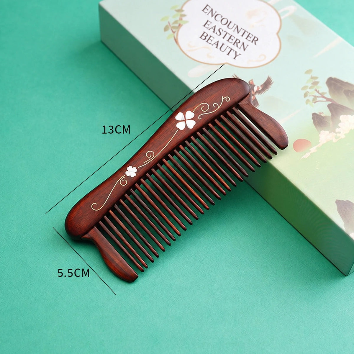 Rosewood & Mother-of-Pearl Inlay Comb - Eastern Aura product image 7