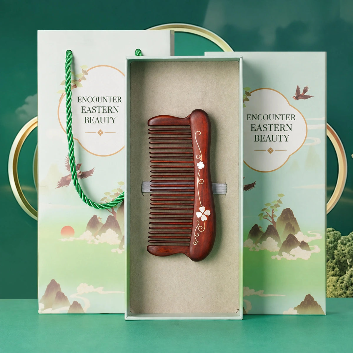 Rosewood & Mother-of-Pearl Inlay Comb - Eastern Aura product image 8
