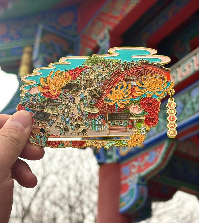 Riverside Scene at Qingming Festival Enamel Art Magnet - Eastern Aura product image 8