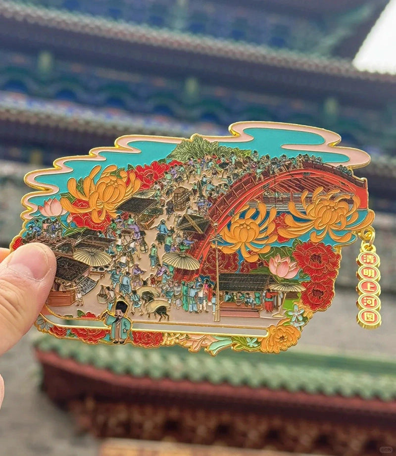 Riverside Scene at Qingming Festival Enamel Art Magnet - Eastern Aura product image 9