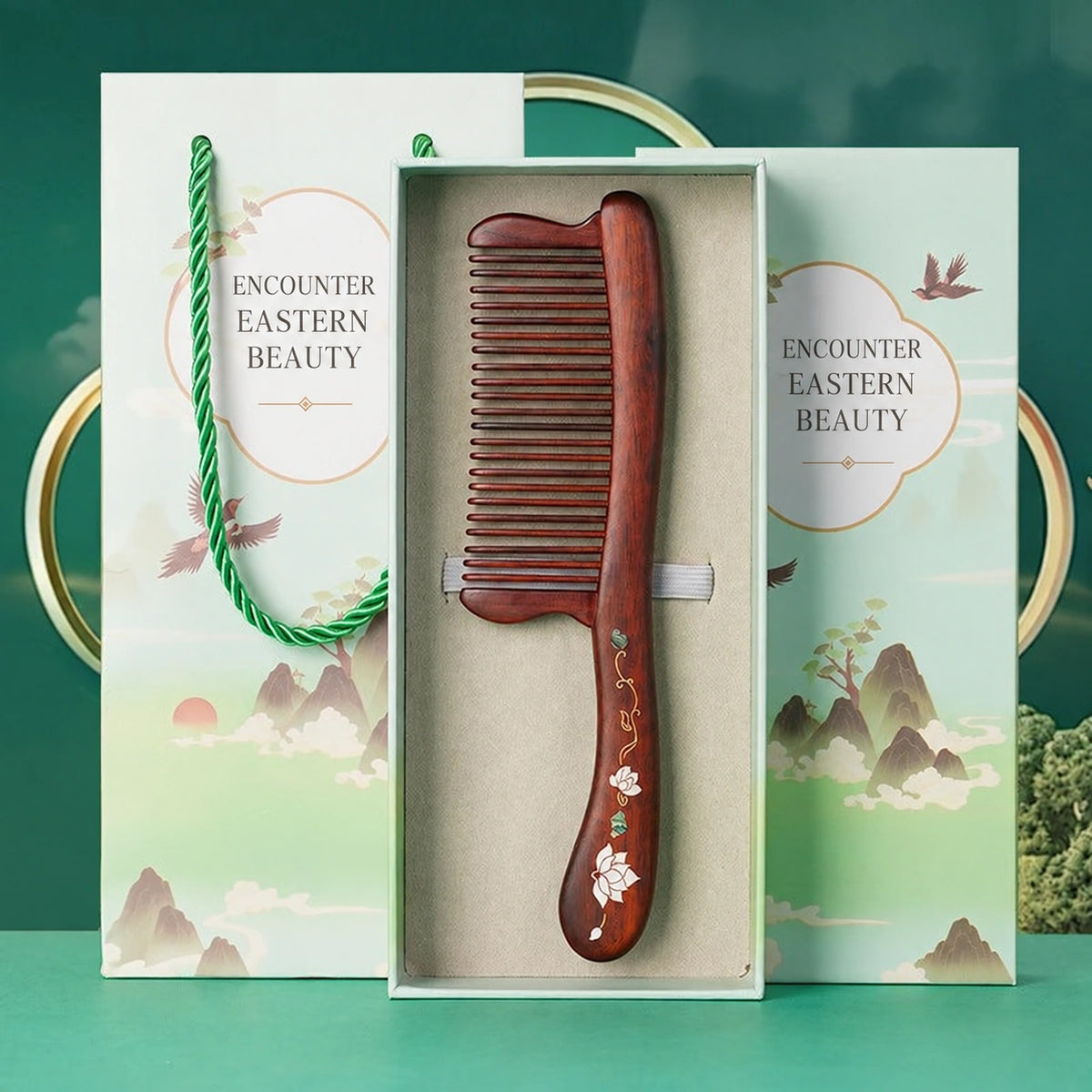 Rosewood & Mother-of-Pearl Inlay Comb - Eastern Aura product image 9